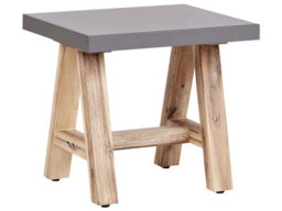 Beliani Stool - Grey Fibre Cement Seat With Acacia Wood Legs, W40 X D50 X H45Cm - thumbnail 3