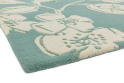 Blue Floral Wool Handmade Modern Easy To Clean Bedroom Dining Room And Living Room Rug -200Cm X 300Cm - thumbnail 3
