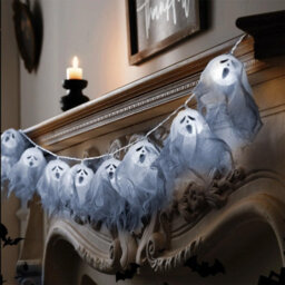 Amorly 600Cm Usb Powered Hanging Ghost String Lights, 40 Led Cool White Illuminated Garland, Halloween Decor For Garden And Patio - thumbnail 4