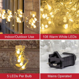 The Christmas Workshop 71629 Mains Operated Bulb Style Curtain Lights - thumbnail 3