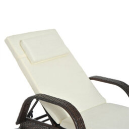 Outsunny Adjustable Wicker Rattan Sun Lounger Recliner Chair W/ Cushion Brown - thumbnail 8
