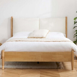 Boldair Birlea Marley Cream Fabric And Oak Wood Bed Frame Double - thumbnail 2