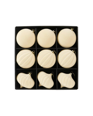 Werchristmas Set Of 9 Velvet Baubles, Latte, 10 Cm - image 1