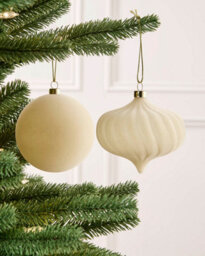 Werchristmas Set Of 9 Velvet Baubles, Latte, 10 Cm - thumbnail 4