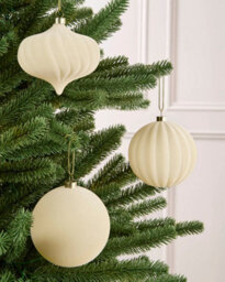 Werchristmas Set Of 9 Velvet Baubles, Latte, 10 Cm - thumbnail 2