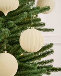 Werchristmas Set Of 9 Velvet Baubles, Latte, 10 Cm - thumbnail 3