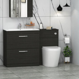 Royal Bathrooms Turin 1300mm Hale Black 2-Drawers Minimalist Basin With Cesar Back To Wall Toilet Pack - thumbnail 1