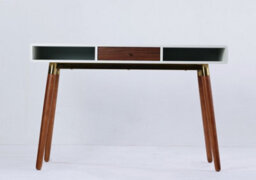 Flair Edelweiss Desk (120X50Cm) - Walnut & White With Brass Accents - thumbnail 7