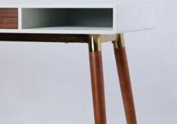 Flair Edelweiss Desk (120X50Cm) - Walnut & White With Brass Accents - thumbnail 8