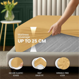 Aspire Homeware Ochre Fitted Sheet-(25Cm) Deep Hotel Quality -Breathable Fitted Bed Sheets King (L)200 X (W)152Cm - thumbnail 2