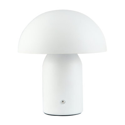 Happy Homewares Modern Rechargeable Mushroom Table Lamp In Mat White With Touch Dimmer Button - image 1