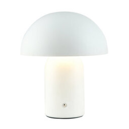 Happy Homewares Modern Rechargeable Mushroom Table Lamp In Mat White With Touch Dimmer Button - thumbnail 3