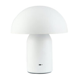 Happy Homewares Modern Rechargeable Mushroom Table Lamp In Mat White With Touch Dimmer Button - thumbnail 2