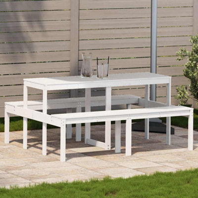 Berkfield Picnic Table White 160X134X75 Cm Solid Wood Pine - image 1