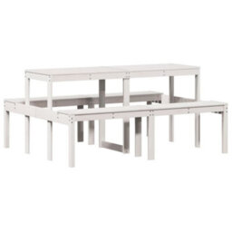 Berkfield Picnic Table White 160X134X75 Cm Solid Wood Pine - thumbnail 2