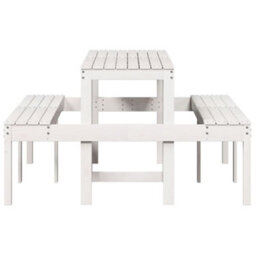 Berkfield Picnic Table White 160X134X75 Cm Solid Wood Pine - thumbnail 5