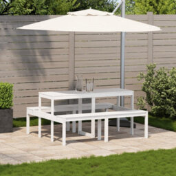 Berkfield Picnic Table White 160X134X75 Cm Solid Wood Pine - thumbnail 3