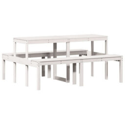 Berkfield Picnic Table White 160X134X75 Cm Solid Wood Pine - thumbnail 6