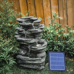 Living And Home Solar Powered Garden Water Fountain Outdoor Waterfall Fountain Rockery Decor Perfect For Patio Or Garden - thumbnail 4