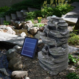 Living And Home Solar Powered Garden Water Fountain Outdoor Waterfall Fountain Rockery Decor Perfect For Patio Or Garden - thumbnail 2
