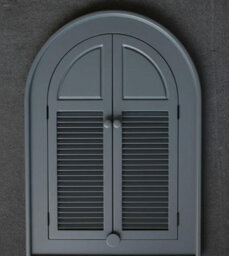 Biznest Arched Top Window Mirror Shutters Grey Plastic Frame Double Door Design Panels Vintage Wall Mounted Rustic 49 X 57 Cm - thumbnail 3