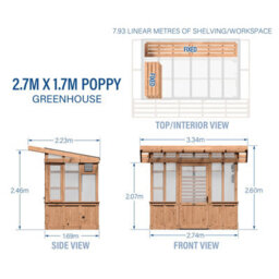 Backyard Discovery Poppy Cedar Wood Polycarbonate Greenhouse With Pergola Front And Powerport 2.7M X 1.7M (9Ft X 6Ft) - thumbnail 3