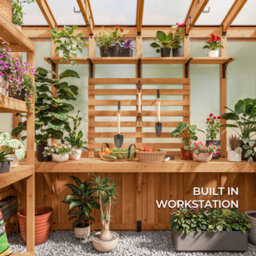Backyard Discovery Poppy Cedar Wood Polycarbonate Greenhouse With Pergola Front And Powerport 2.7M X 1.7M (9Ft X 6Ft) - thumbnail 5