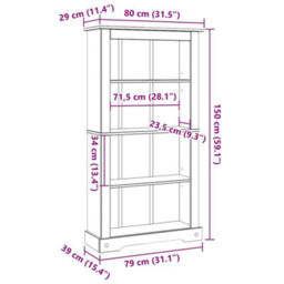 Vidaxl 4-Tier Bookcase Mexican Pine Corona Range 80X29X150 Cm Bookcases - thumbnail 8