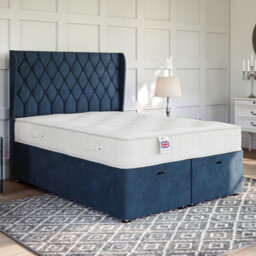 Divan Base Direct Plush Marine Ottoman Divan 2Ft6 Small Single Side Lift Ottoman + Buckingham Floor Standing Headboard - thumbnail 1