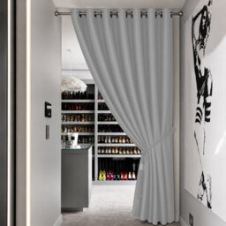 Aspire Homeware Silver Linen 100% Blackout Curtain Thermal Insulated Eyelet Single Panel Door Curtain (W)168Cm X (D)213Cm - thumbnail 9