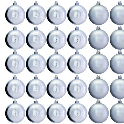 Christmas Tree World 6Cm Silver Bauble Set Shiny/matt (40 Pc) - image 1