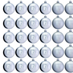 Christmas Tree World 6Cm Silver Bauble Set Shiny/matt (40 Pc) - thumbnail 3
