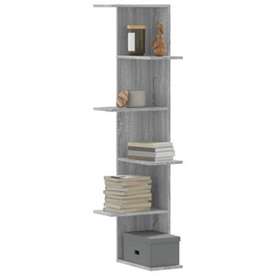 Berkfield Wall Corner Shelf Grey Sonoma 36.5X36.5X140 Cm Engineered Wood - image 1
