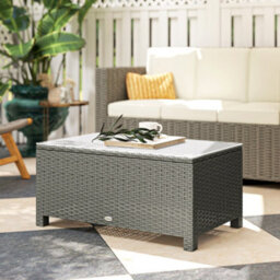 Wyld Haus Viluno Pafi Light Grey Rattan Outdoor Coffee Table With Tempered Glass Top 85 X 50 X 39 Cm - thumbnail 8