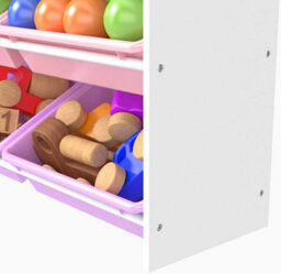 Xample Children's Toy Storage Organizer With Bookshelf 12 Removable Plastic Bins, Wooden Frame Cabinet For Kids Room, Multicolor Toy Rack - thumbnail 6