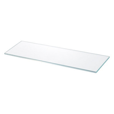 GoodHome Imandra Clear Glass Wall-Mounted Bathroom Shelf (D)11Cm (H)0.5Cm (L)27.5Cm