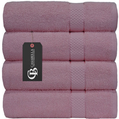 Casabella Towels Luxury 4 Pack Bath Sheets 100% Cotton Super Soft Quick Dry Highly Absorbent Bathroom Towels Pink - image 1