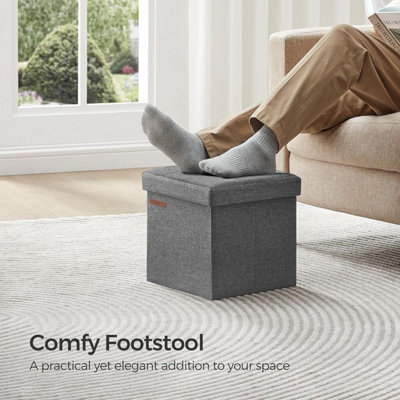 Songmics Storage Ottoman Pair, Bedroom Bench Set, Footrest With Hidden Compartments, Living Room Seating, Dark Grey - image 1