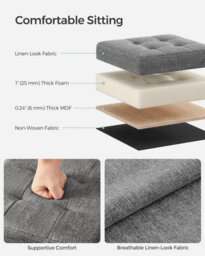 Songmics Storage Ottoman Pair, Bedroom Bench Set, Footrest With Hidden Compartments, Living Room Seating, Dark Grey - thumbnail 3