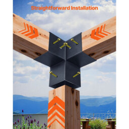 Vevor Pergola Kit, 4X4 Inch Pointed-Roof Pergola Brackets For 3.5X3.5 In Lumbers In Actual Size, For Outdoor, 14 Pcs - thumbnail 7