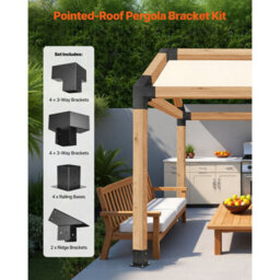 Vevor Pergola Kit, 4X4 Inch Pointed-Roof Pergola Brackets For 3.5X3.5 In Lumbers In Actual Size, For Outdoor, 14 Pcs - thumbnail 3