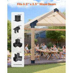 Vevor Pergola Kit, 4X4 Inch Pointed-Roof Pergola Brackets For 3.5X3.5 In Lumbers In Actual Size, For Outdoor, 14 Pcs - thumbnail 2
