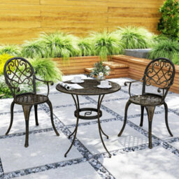 Outsunny 3Pcs Bistro Set, Aluminium Garden Table And Chairs Bronze Tone - thumbnail 8