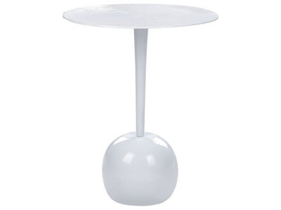 Beliani 40Cm Round Aluminium Side Table, Carved Matte Black Top With White Leg Base - image 1