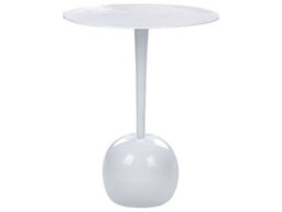 Beliani 40Cm Round Aluminium Side Table, Carved Matte Black Top With White Leg Base - thumbnail 1