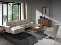 Angel Cerda Contemporary Grey Taupe Leather Swivel Armchair - thumbnail 6