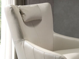 Angel Cerda Contemporary Grey Taupe Leather Swivel Armchair - thumbnail 4