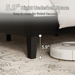 Double Velvet Upholstered Bed Frame With Adjustable Tufted Headboard - Black - thumbnail 6