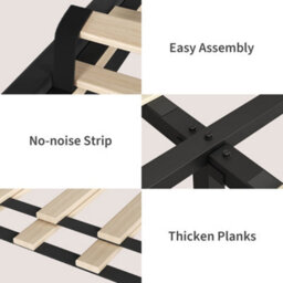Double Velvet Upholstered Bed Frame With Adjustable Tufted Headboard - Black - thumbnail 5