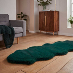 Super Teddy Sheepskin  Jewel Green Plain Shaggy Rug By Think Rugs-60Cm X 180Cm (Double) - thumbnail 4